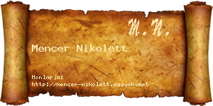 Mencer Nikolett névjegykártya